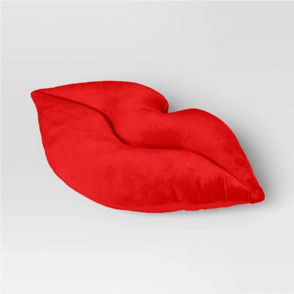 Room Essentials Lip Forever Velvet Throw Pillow in Berry Red & Neon Lip NEW